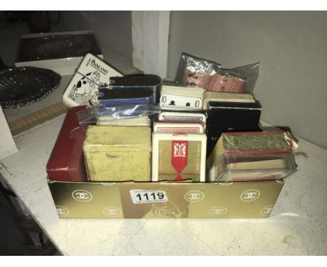 Approximately 18 packs of vintage playing cards including novelty &amp; Lexicon etc.