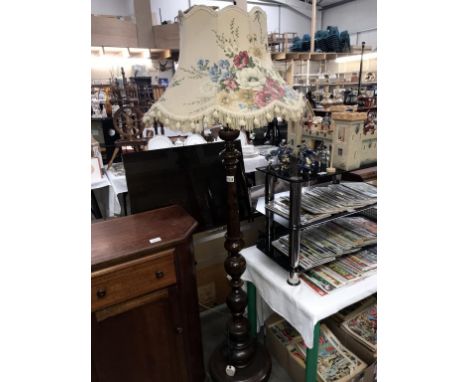 An Edwardian floor standing standard lamp (height to top of shade 175cm)