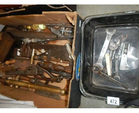 A collection of tools including car tools and spanners (Austin, Triumph, Lister, Brooks etc., )  (collect only)