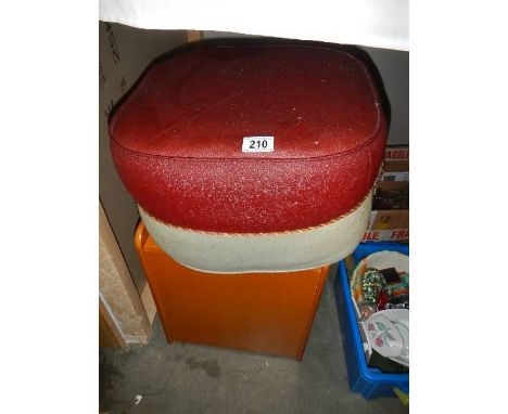 A 1940's footstool/pouffe and a pine box. (collect only)
