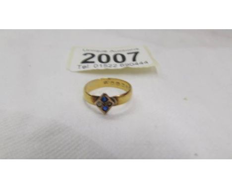 A 22 carat gold ring, size K.  2.5 grams.
