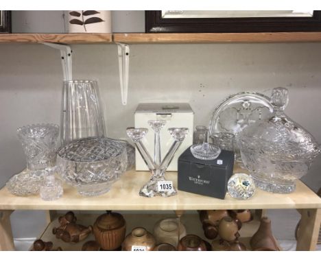 A selection of glass including Waterford &amp; Torrington crystal 7 Villeroy &amp; Boch triple candlestick