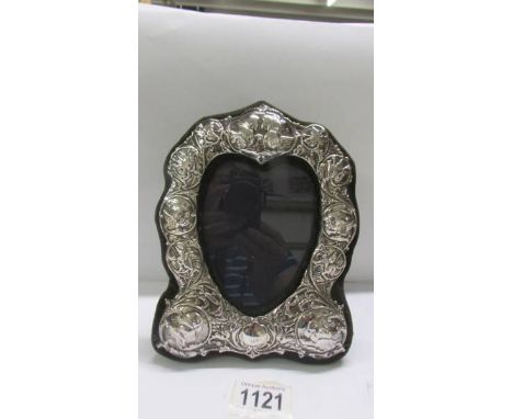 A silver photo frame.