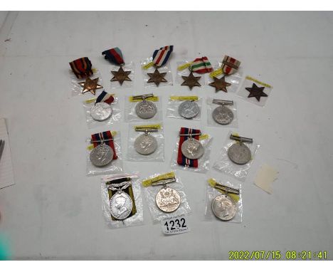 Eleven WW2 medals and six WW2 stars including Defence, Territorital Efficency, Service etc.,Territorial medal Good afternoon,