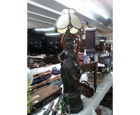 A tall figural lamp with shade. COLLECT ONLY.