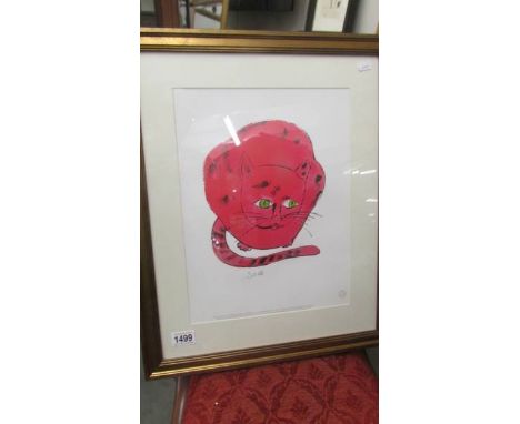 Andy Warhol (1928-1987) Lithographic print of a pink cat (Sam) , published by Neues New York in association with the Andy War