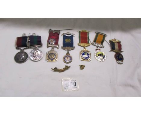 Two R A F medals for 011622 Cpl. B Pearson, Four silver medals all named Bernard Pearson including Order of the Buffalo and o