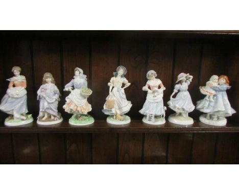 Seven Royal Worcester figures.Good condition with no damage observed