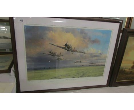 A limited edition framed and glazed print 'Hurricane Scramble' 826/1000, with signatures COLLECT ONLY.