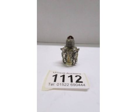 A small continental glass and silver plate scent bottle.