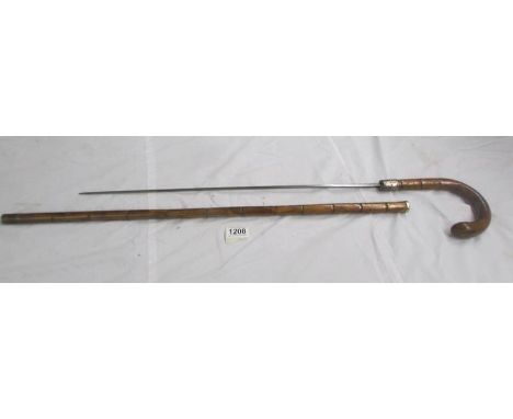 An old sword stick, 90 cm, blade 58 cm.
