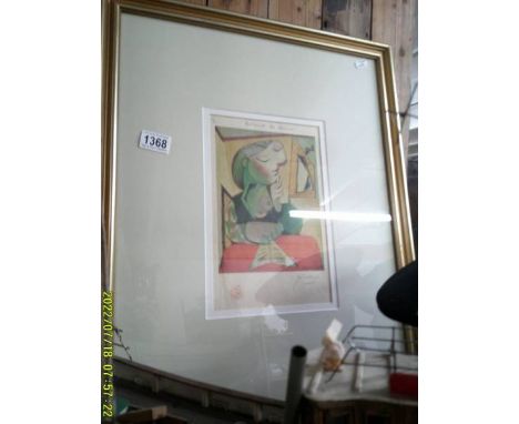A framed and glazed signed Picasso print 'Portrait De Femme', (no provenance) COLLECT ONLY.