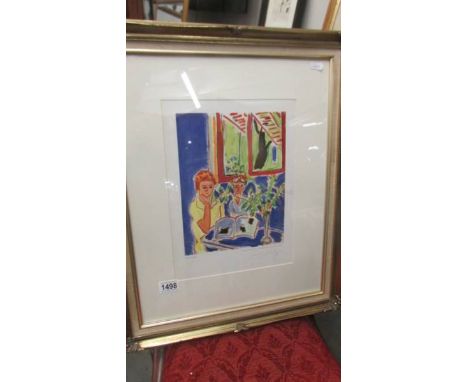 Henri Matisse (1869-1954) Lithographic print Editions De La Revue Verve entitled 'deux fillettes dans un interieur bleu arbre