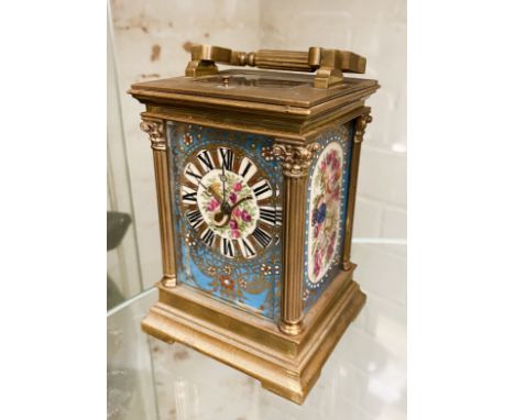 SEVRES PORCELAIN REPEATING CARRIAGE CLOCK 12.5(H) EXCLUDING HANDLE APPROX