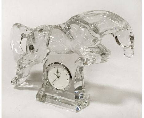 RUNNUNG BACCARAT REARING HORSE CLOCK ''CHEVAL''