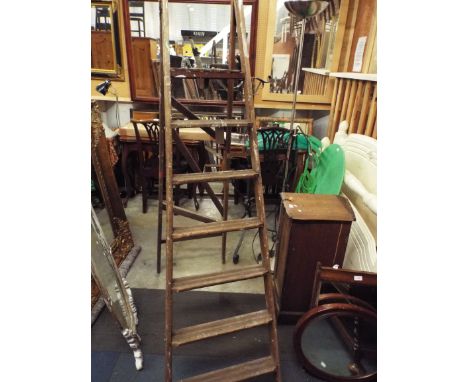 A late 20thC six tread wooden step ladder 