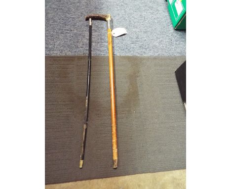 A Royal Medical Corp swagger stick and a walking stick