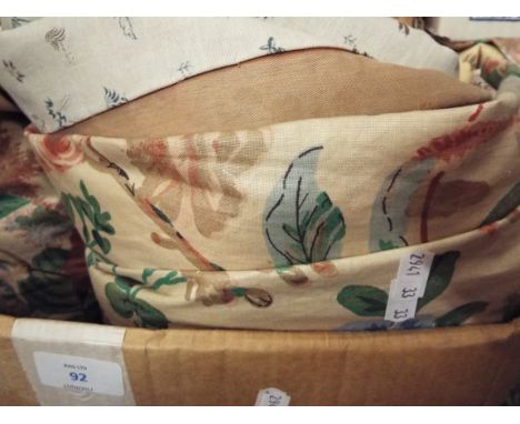 A pair of lined backed quilted floral patterned curtains approx 310cm x 156cm 