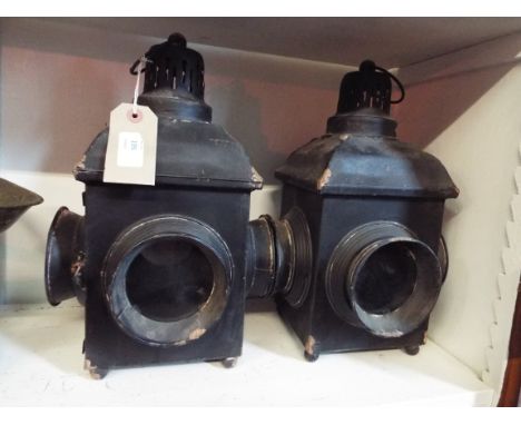 A pair of vintage reproduction coaching lanterns