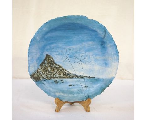 LARGE CERAMIC LANDSCAPE DISH BY EC CERAMIC DESIGNof wavy-rim design, 35cm in diameterNote: Eleanor Caie produces and finishes