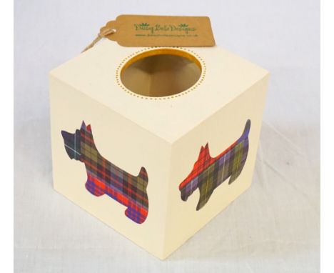 HAND PAINTED AND DECORATED SCOTTIE TISSUE BOX COVER BY DAISY BELLE DESIGNSNote: Daisy Belle Designs is owned and run by desig