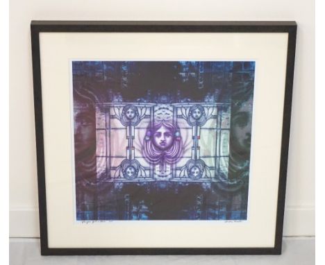 'GLASGOW GIRL IN BLUE' BY ANDREW HURSTartist's proof giclee print, signed and titled, with off white mount and slate textured