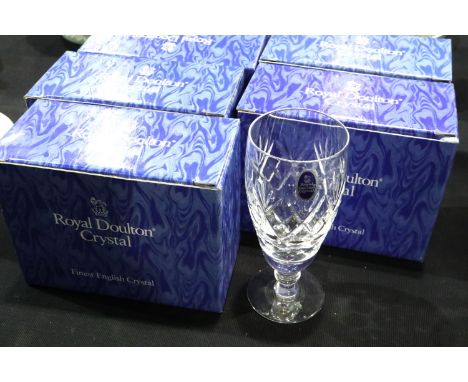 Five boxed Royal Doulton crystal lager glasses. P&amp;P Group 3 (£25+VAT for the first lot and £5+VAT for subsequent lots) 