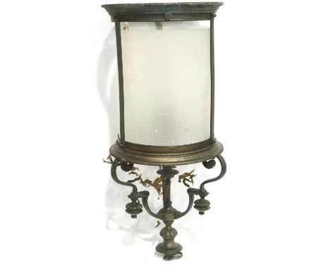 Edwardian copper and glass light, L: 52 cm. Not available for in-house P&amp;P 