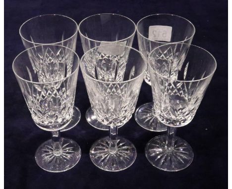 Six Waterford crystal wine glasses, H: 18 cm. P&amp;P Group 3 (£25+VAT for the first lot and £5+VAT for subsequent lots) 