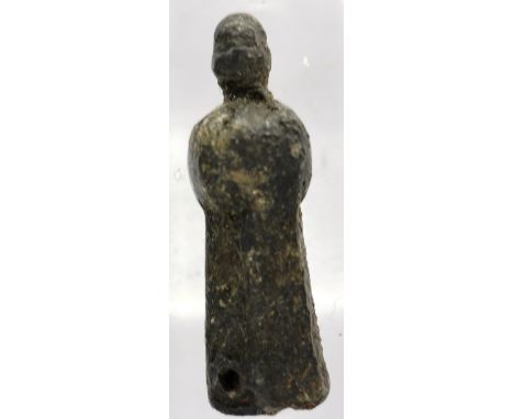 Medieval iron chess piece, pawn, H: 28 mm. P&amp;P Group 0 (£5+VAT for the first lot and £1+VAT for subsequent lots) 