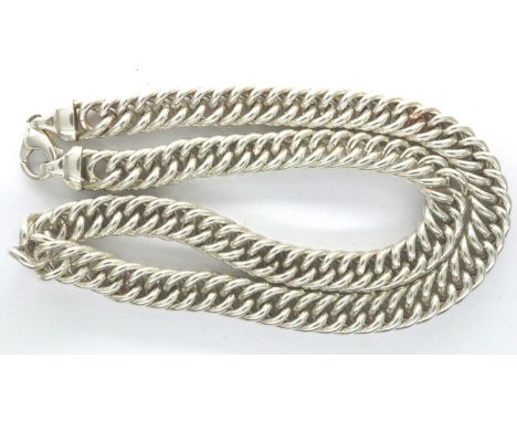 Gents heavy 925 silver neck chain, L: 46 cm, 145g. P&amp;P Group 1 (£14+VAT for the first lot and £1+VAT for subsequent lots)