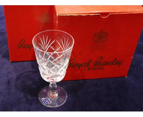 Four boxed Royal Brierley crystal wine glasses, no damages. P&amp;P Group 3 (£25+VAT for the first lot and £5+VAT for subsequ