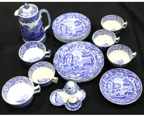 Quantity of Spode blue and white porcelain in the Italian Garden pattern (19) slight use marks, otherwise no chips or cracks.