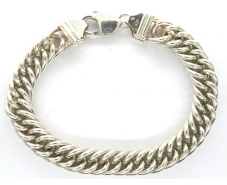 Gents 925 heavy silver bracelet, L: 18 cm, 56g. P&amp;P Group 1 (£14+VAT for the first lot and £1+VAT for subsequent lots) 