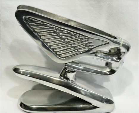 Chrome Bentley B on stand, H: 18 cm. P&amp;P Group 1 (£14+VAT for the first lot and £1+VAT for subsequent lots) 