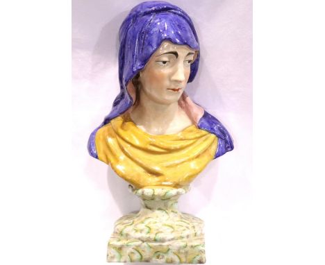 Large ceramic bust of The Virgin Mary, H: 43 cm, wear to paint but otherwise good, no chips or cracks. P&amp;P Group 3 (£25+V