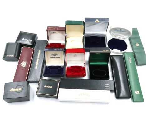 Wristwatch boxes including Rotary, Bueche Girod, Accurist etc (19). P&amp;P Group 1 (£14+VAT for the first lot and £1+VAT for