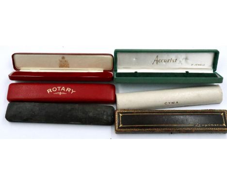 Vintage wristwatch boxes, including Longines, Garrard and Rotary (6). P&amp;P Group 1 (£14+VAT for the first lot and £1+VAT f