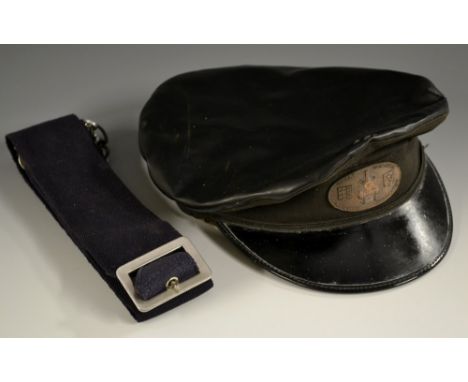 Railwayana - an engine man's cap, Great Northern Railway, Doncaster, copper badge, owner's inscription and stamps; a Silver R
