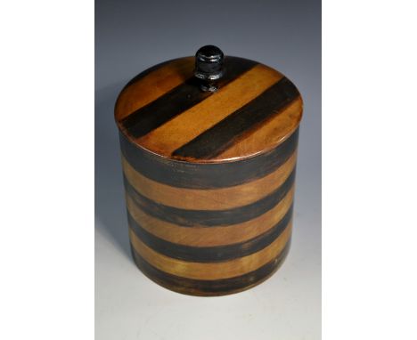 Aeronautica - an early 20th century cylindrical tobacco box and cover, fashioned from a propeller, ivorine label inscribed Ae