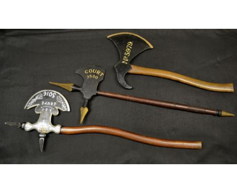 Friendly Society - Ancient Order of Foresters - a painted wooden ceremonial axe, the head inscribed A.O.F. Court 5016, to ver