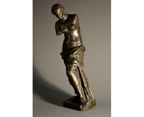 Grand Tour School (19th century), a dark patinated cabinet bronze, Venus de Milo, after the Antique, 16cm high 