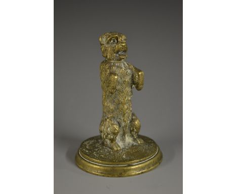 English School (19th century), a gilt bronze, of a dog, on hind legs, begging, circular base, 9.5cm high