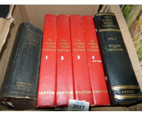Five volumes of The Modern Motor Engineer by Arthur W. Judge together with a copy of Automobile Ignition, Starting &amp; Ligh