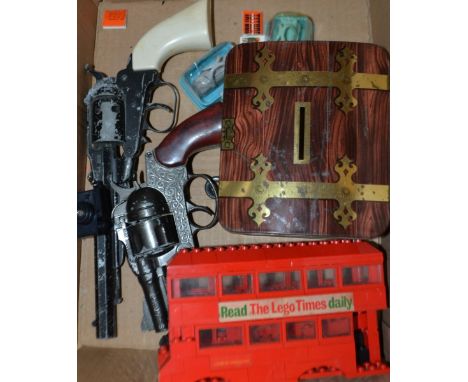 Toys & Juvenalia- a Crescent Toys Cap gun Revolver;  another  Remington model 44;  Lego bus etc
