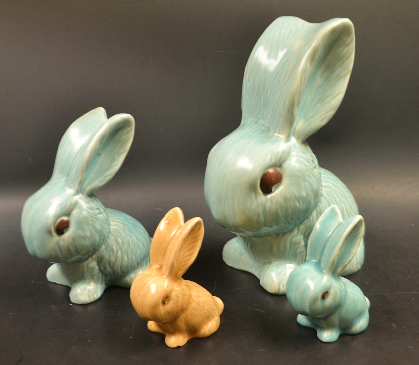 Sylvac rabbits - large turquoise no 1028, medium no 1026, small no 1067 ...