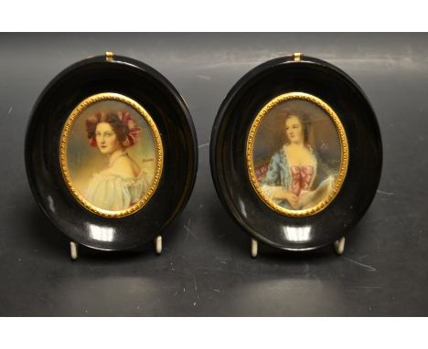 English school a portrait miniature of a lady of title, signed, water and gouache,oval framed; another (2)  