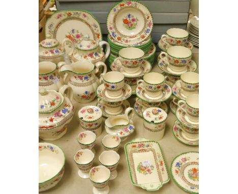  A Copeland Spode Chinese rose tea, coffee and breakfast service, composing teapot, coffee pot, hot water jug, preserve pots,