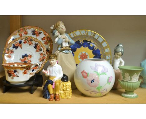 Ceramics - a Royal Doulton figure first prize HN 3911, seconds, a a nao model clown girl, another table china etc  