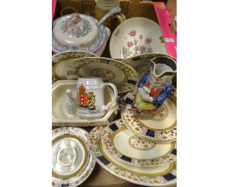 Ceramics - a Mason's two handled soup tureen with ladle decorated with flowers;  a Staffordshire toby jug holding a jug weari